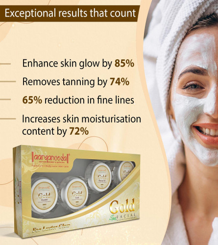Aryanveda Gold Facial Kit With Almond Oil For Deep Moisturization & Radiant Instant Glowing