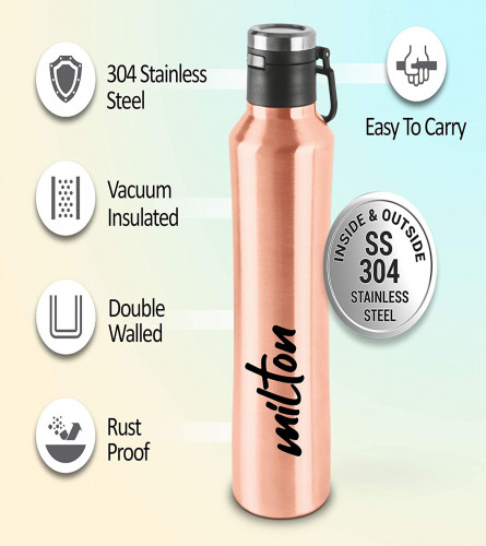 Milton Gulp 900 Thermosteel 24 Hours Hot or Cold Water Bottle 770 ml, Gold (Fs)
