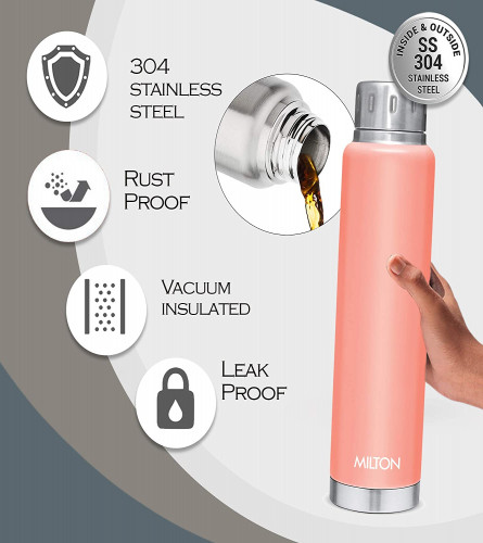 MILTON Elfin Stainless Steel Hot and Cold Water Bottle 300 ml (Orange)