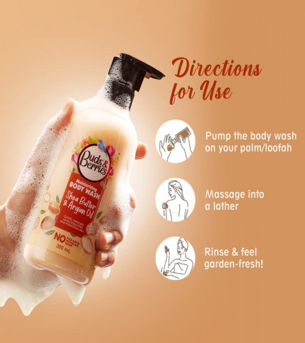 Buds & Berries Moisturising Shea Butter and Argan Oil Body Wash for Soft Skin