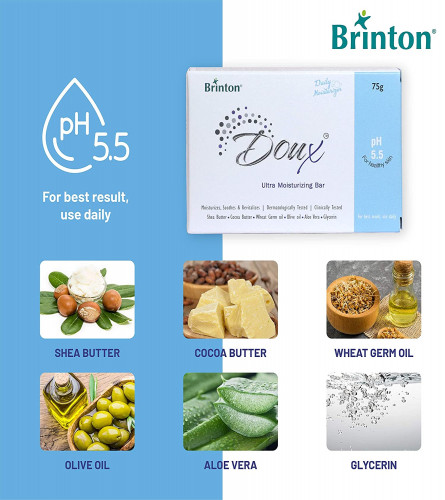 Brinton DOUX Daily Ultra Moisturizer Soap Bar 75 gm (Pack of 4)