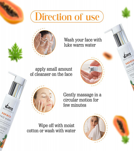 VCare Papaya Face Wash 100 ml (Pack of 2)
