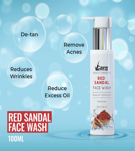 VCare Red Sandal Face Wash 100 ml (Pack of 2)