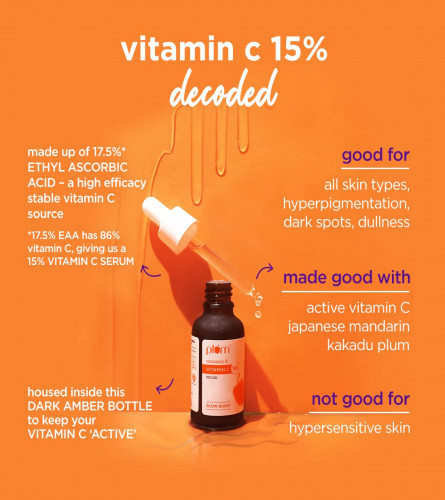 Plum 15% Vitamin C Face Serum With Mandarin Serum For Face Glowing & Whitening