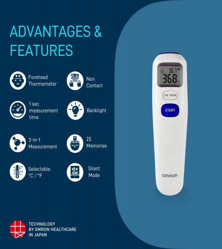 Omron MC 720 Non Contact Digital Infrared Forehead Thermometer 1 pic