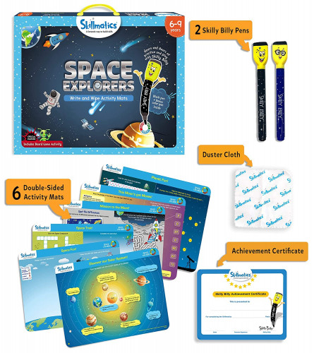 Skillmatics Educational Game - Space Explorers, Reusable Activity Mats With 2 Dry