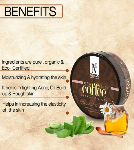 NutriGlow NATURAL'S Coffee Hydrating Gel, Organic Raw Irish Coffee 200 gm (Pack of 2)