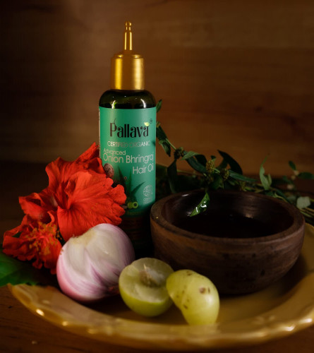 Pallava Onion Bhringraj Hair Oil For Hair Fall Control, Certified Organic