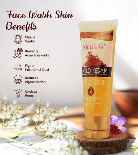 NutriGlow Gold Kesar Face Wash 65 ml (Pack of 3)