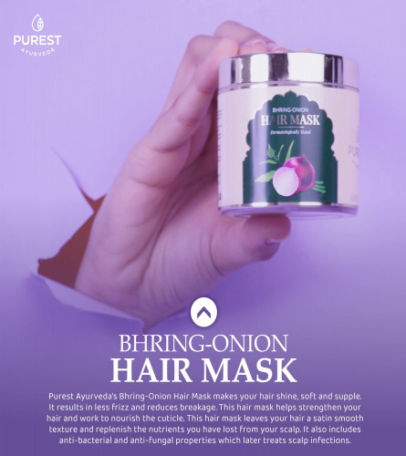 PUREST AYURVEDA Bhring and Onion Hair Mask For Dry, Damaged, Colored, Treated Hair