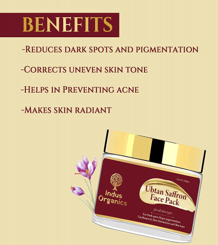 Indus Organics Ubtan Saffron Face Pack for Glowing Skin, detan pack