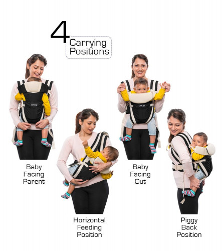 Luxury Meets Comfort: LuvLap Elegant Carrier (Black) - 4 Positions, Ergonomic Support, Style!