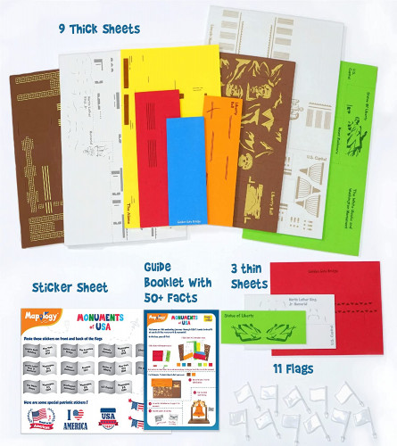 Imagimake Mapology Monuments of USA - Construction Set - Make 10 Monuments - Educational Toy for Boys and Girls Above 5 Years Multicolor