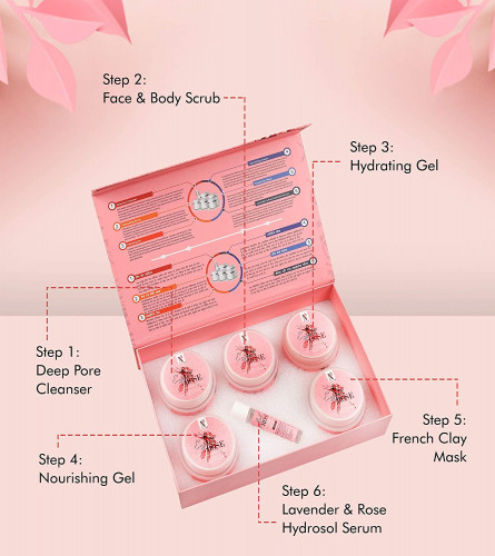 NutriGlow Natural’s English Rose Facial Kit 6-Pieces Skin Care 250g+10ml