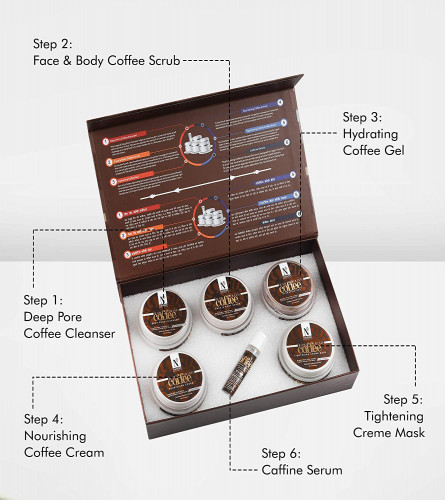 NutriGlow Natural’s Raw Irish Coffee Facial Kit 6-Pieces 250g+10ml