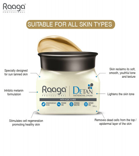 Raaga Professional De-Tan Tan removal Cream Kojic & Milk
