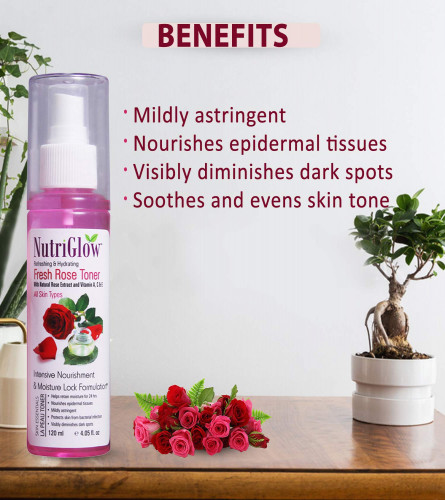 NutriGlow Fresh Rose Toner 120 ml (pack of 2)