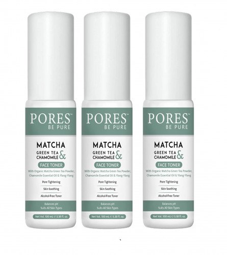 PORES Be Pure Matcha Green Tea Face Toner 100 ml (pack of 3)