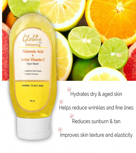 Globus Refreshing Anti Ageing Face Wash with Hyaluronic Acid and Vitamin C