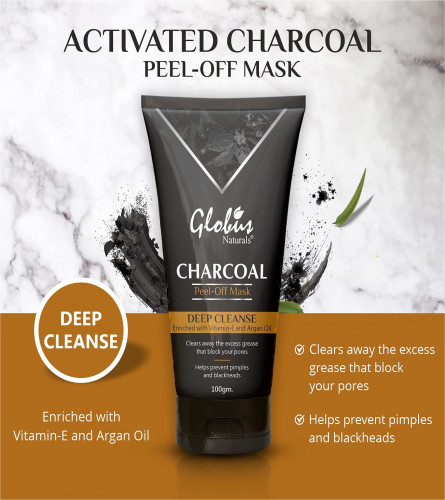 Globus Naturals Activated Charcoal Peel Off Mask Enriched with Vitamin-E
