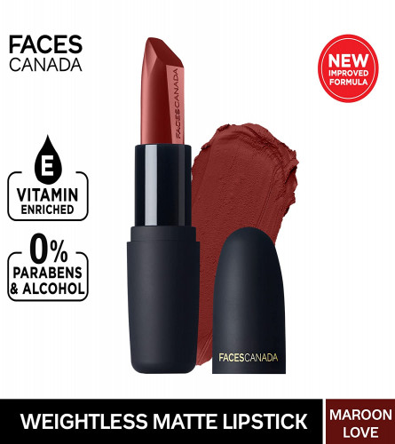FACES CANADA Weightless Matte Lipstick - Maroon Love 06 , 4.5g (Pack of 2)