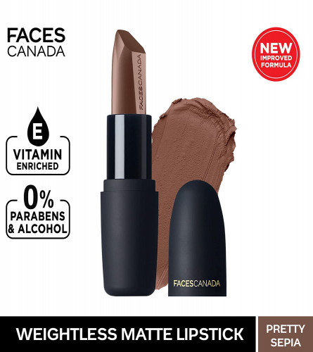 FACES CANADA Weightless Matte Lipstick -Pretty Sepia 08, 4.5g (Pack of 3)