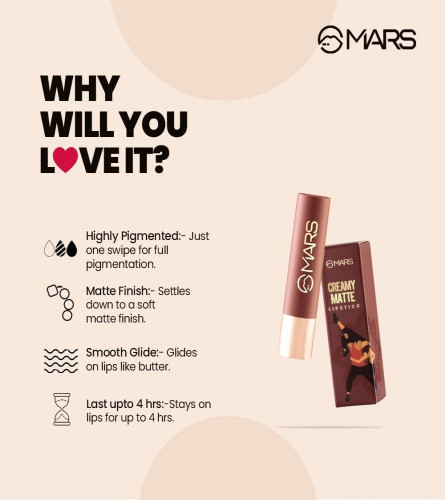 MARS Creamy Matte Long Lasting Lipstick 04-Dandiya Explosion 4 g (Pack of 2)