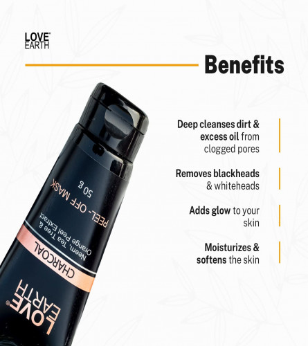 Love Earth Charcoal Peel Off Mask with Activated Charcoal and Neem Extracts