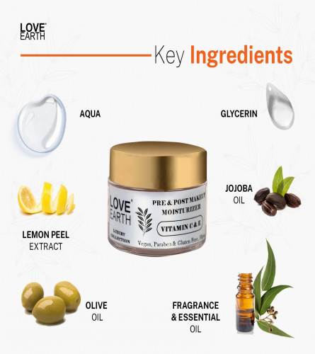 Love Earth Pre & Post Makeup Face Moisturizer with Lemon Peel Extracts & Jojoba Oil