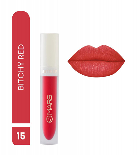 MARS Matte Liquid Long Lasting Lip Color 15-Bitchy Red 4.5 ml (Pack of 2)