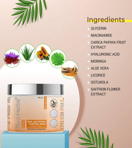 Riyo Herbs Skin Lightening Sleeping Mask With Glycerin, Carica Papaya Fruit & Saffron Flower