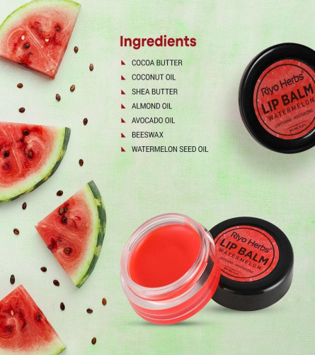 Riyo Herbs Watermelon Lip Balm With Rich & Natural Essential Oils