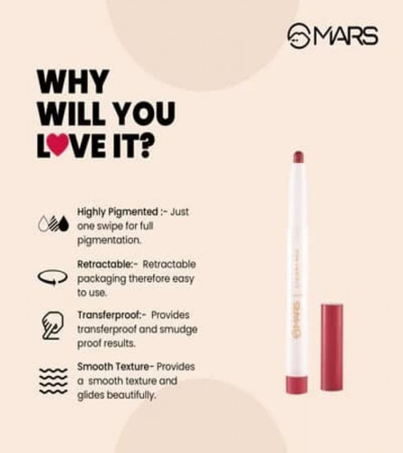MARS Retractable Poppins Long Lasting Lip Crayon 05-RASBERRY-PINK 1.3 gm (Pack Of 2)