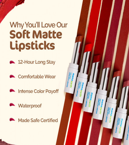 Mamaearth Soft Matte Long Stay Lipsticks Grape Wine - 3.5 g (Pack Of 2)