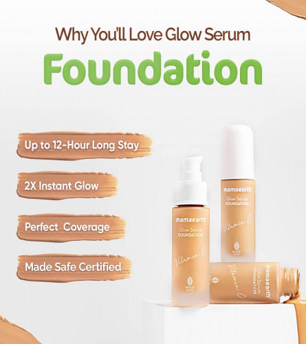 Mamaearth Glow Serum Foundation Lotion with Vitamin C & Turmeric - Sand Glow 30 ml