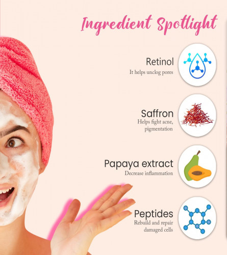 Glamveda Retinol & Saffron Anti Ageing Face Wash - For Youthfull & Glowing Skin