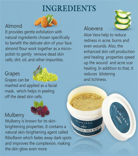 Glamveda Men's Oil Control & Black Head Removing Face Scrub | Paraben Free