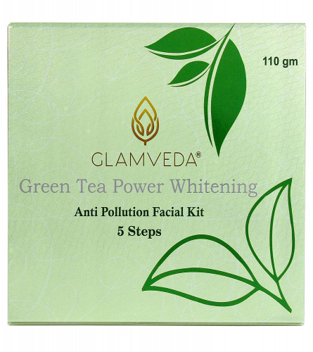 Glamveda Green Tea Power Whitening | Anti Pollution & Brightening| 5 Step Facial Kit