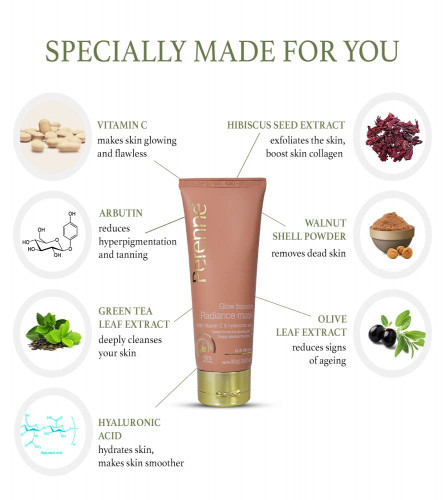 Perenne Glow Booster Mask With Vitamin C And Hyaluronic Acid Natural Clay Mask