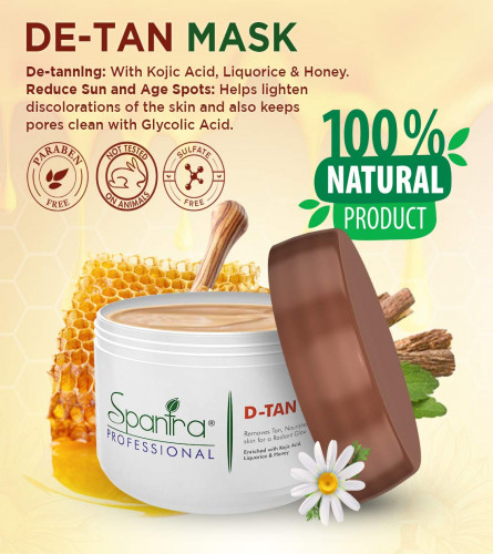 Spantra De Tan Face Pack Mask Infused with Kojic Acid, for dry, Sensitive & Oily Skin