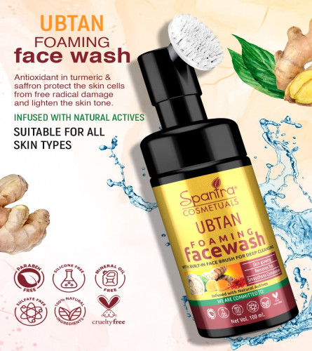 Spantra Ubtan Face Wash with Built in Silicone Face Brush Draws Out Dirt