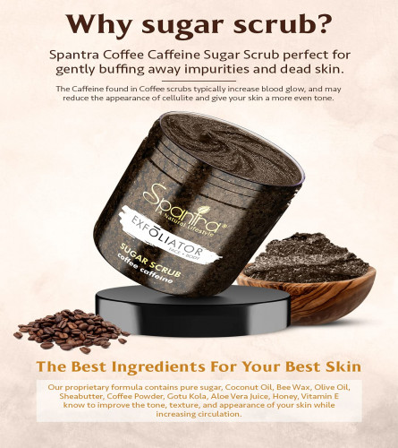 Spantra Coffee Caffeine Sugar Scrub |Face & Body Scrub |Tan Removal |Body Polish