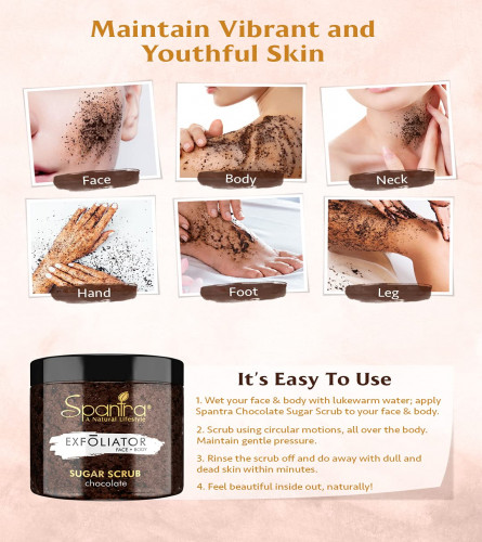 Spantra Chocolate Sugar Scrub | Face & Body Scrub | Tan Removal | Body Polishing