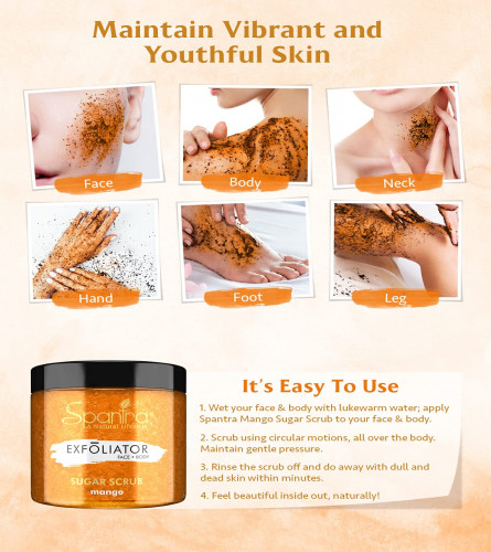Spantra Mango Sugar Scrub | Face & Body Scrub | Tan Removal | Body Polishing
