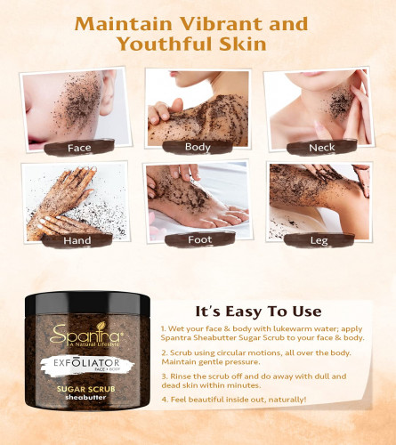 Spantra Sheabutter Sugar Scrub | Face & Body Scrub | Tan Removal | Body Polishing