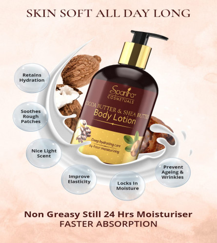 Spantra Cocoa Butter and Shea Butter Body Lotion for Skin Hydration Retains Natural Moisture