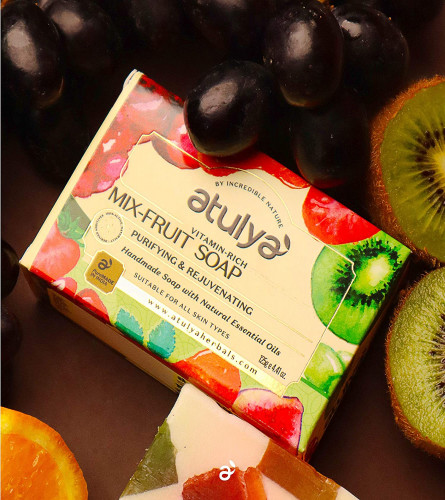 Atulya Mix Fruit Handmade Soap | Handmade Bathing Soap | Soap with Essential Oils