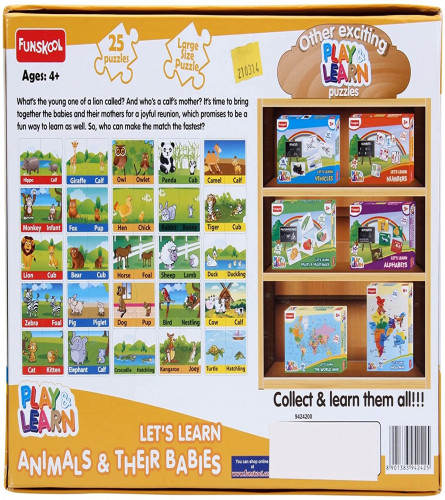 Funskool Play & Learn-Animals & Their Babies,Educational,25 Pieces,Puzzle,for 4 Year Old Kids