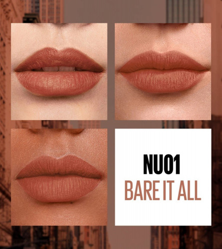 Maybelline New York Sensational Liquid Matte Lipstick Bare It All 7 ml (Pack of 2)