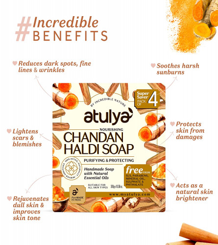 Atulya Chandan Haldi Soap SLS & Parabeen Free (Value Pack)